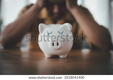Stressed financial problems, Problem business person man, No savings, not to payment bill, loan or expense in pay. Bankruptcy, bankrupt and debt financial concept. Royalty-Free Stock Photo #2018041400