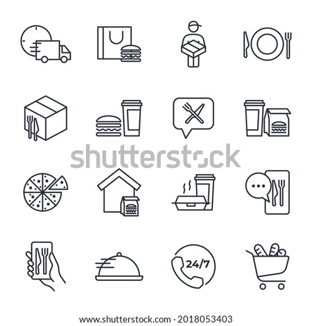 set of Food Delivery elements symbol template for graphic and web design collection logo vector illustration