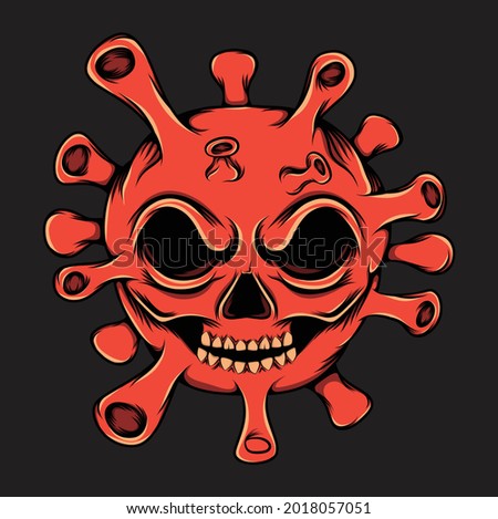 The red virus is giving the smile expression of illustration