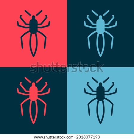 Pop art Spider icon isolated on color background. Happy Halloween party.  Vector