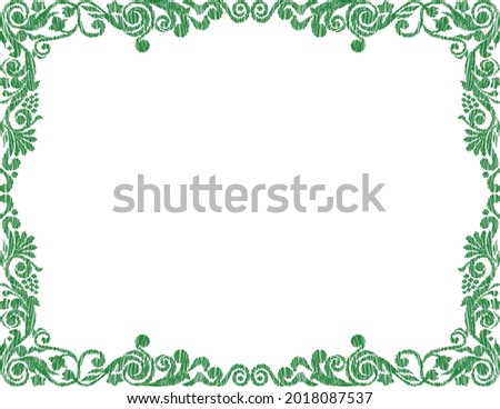 Vector doodle drawing of decorative floral vintage border with leaves and swirls