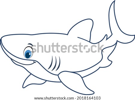 A Shark outline cartoon vector art and illustration