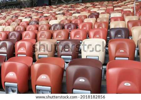 View of seats on tribune of football stadium Royalty-Free Stock Photo #2018182856