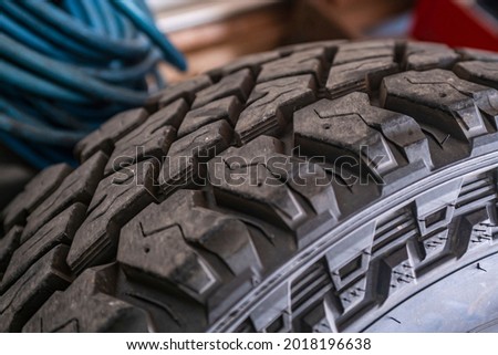 Offroad tire tread ready to be mounted on the car