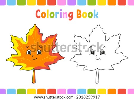 Coloring book for kids. Autumn theme. Cartoon character. Vector illustration. Fantasy page for children. Black contour silhouette. Isolated on white background.