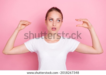 Photo of young woman irritated annoyed dialog speak talk bla blah mocking isolated over pink color background