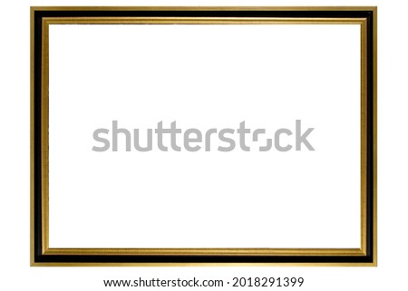 Black Gold Classic Old Vintage Wooden mockup canvas frame isolated on white background. Blank Beautiful and diverse subject moulding baguette. Design element for framing paintings, mirrors or photo.