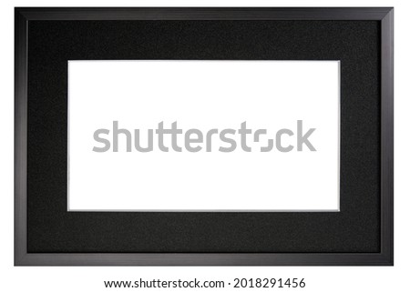 Black Classic Old Vintage Wooden mockup canvas frame isolated on white background. Blank Beautiful and diverse subject moulding baguette. Design element. use for framing paintings, mirrors or photo.