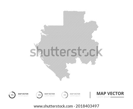 Gabon map abstract line gray on white background vector for presentation. Creative concept for infographic.