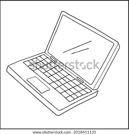 Back to School Coloring Pages. Back to School Outline for Coloring Book. Computer. Coloring book for kids.