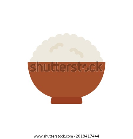 Rice bowl icon. Simple flat design style. Food, lunch, asian, plant, natural, traditional concept. Vector illustration isolated on White background, Eps 10.
