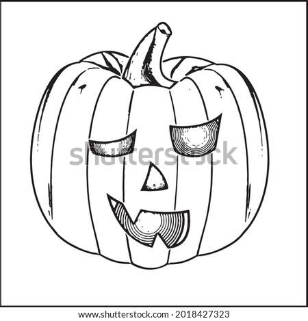 Halloween Coloring Pages. Halloween Pumpkin, Happy Halloween. Gift for the Holiday. Birthday. Black and white illustration for coloring book