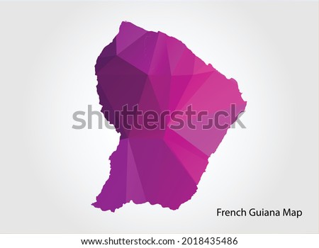 French Guiana Map pink Color on white background polygonal