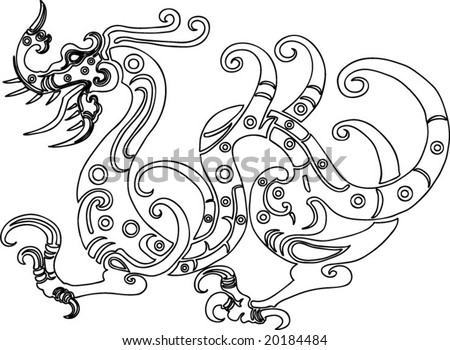 Vector of Ancient Chinese Artistic Dragon Pattern