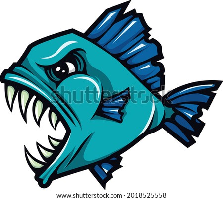 furious fish vector animal logo mascot printable for t-shir design