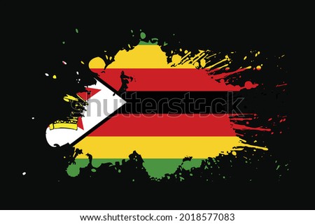 Zimbabwe Flag With Grunge Effect Design. It will be used t-shirt graphics, print, poster and Background.