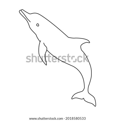 Dolphin vector outline icon. Vector illustration sea animal on white background. Isolated outline illustration icon of dolphin.