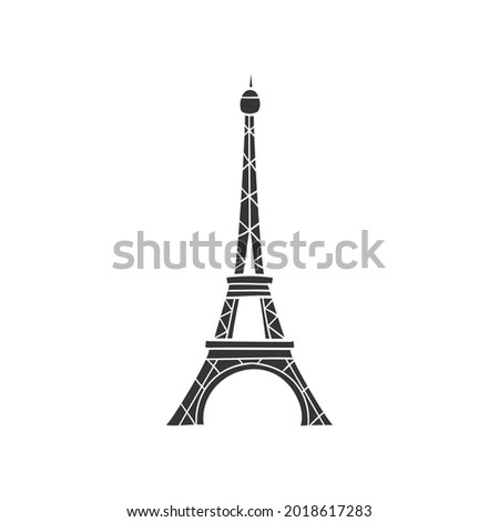 Eiffel Tower, Paris, France Icon Silhouette Illustration. Travel Monument Vector Graphic Pictogram Symbol Clip Art. Doodle Sketch Black Sign.