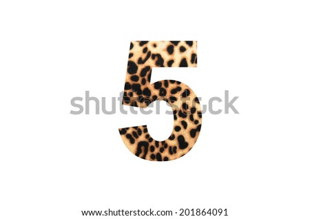 tiger cotton font 5 letter isolated on white 