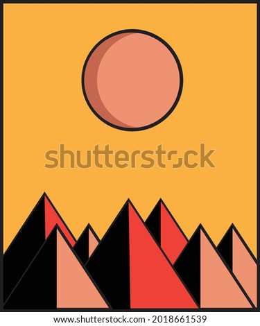 sun and mountain flat design ilustration vector