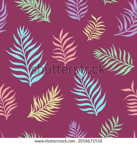 Tropic vector seamless pattern with tropical leaves. Tropical botanical Motives. Vector illustration. Summer decoration print for wrapping, wallpaper, fabric. 