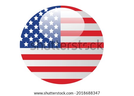 United State of America flag on button vector. The USA flag in the form of a glossy icon.