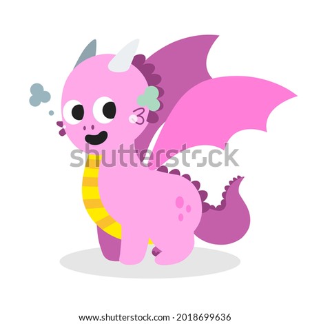Cute Dino pink on white background, For print, clothes, t shirt, child
