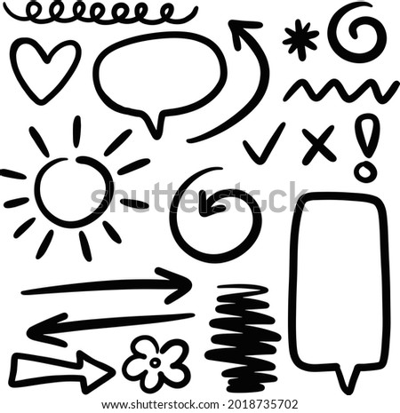 Doodle Hand Drawn Vector Pack Sun Heart