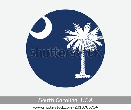South Carolina Round Circle Flag. SC USA State Circular Button Banner Icon. South Carolina United States of America State Flag. The Palmetto State EPS Vector