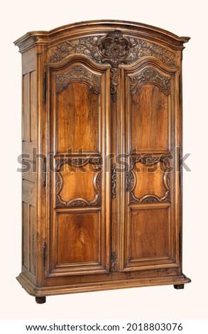 Armoire ornate wood with clipping path Royalty-Free Stock Photo #2018803076