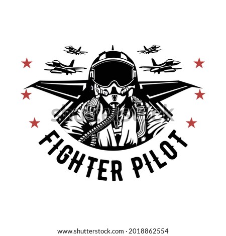 fighter pilot vector design isolated on white background Royalty-Free Stock Photo #2018862554