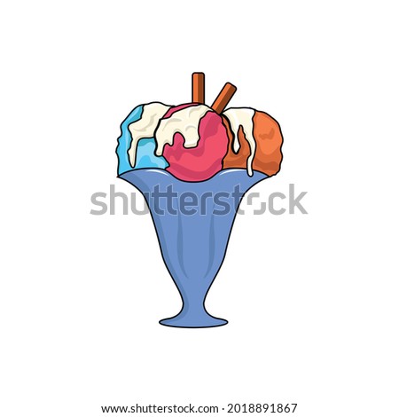 Isolated sweet ice cream dessert on a glass Vector