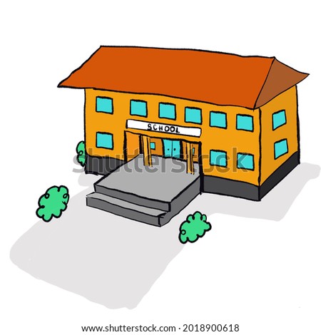 illustration of a school building on a white background