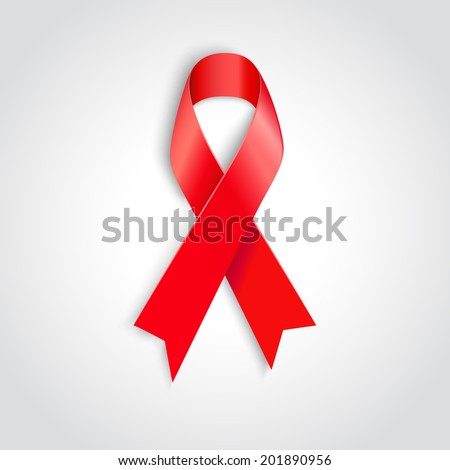 Vector illustration red ribbon - AIDS, HIV, heart disease, stroke awareness sign 