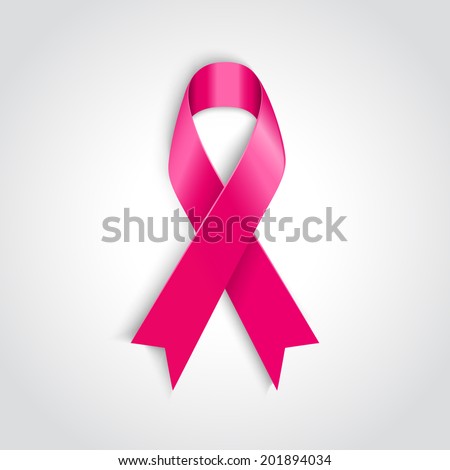 Vector Breast cancer awareness pink ribbon on white background.