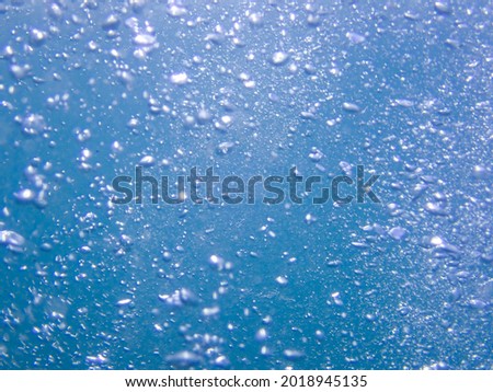 Underwater bubbles, under the Mediterranean sea, very suitable landscape picture for backgrounds, blue background of underwater bubbles.
