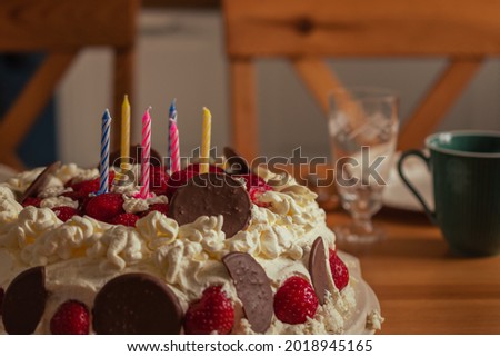 A birthday cake on a table.