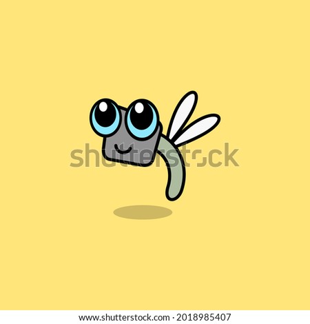 cartoon cute dragonfly vector illustration for kid .logo or mascot