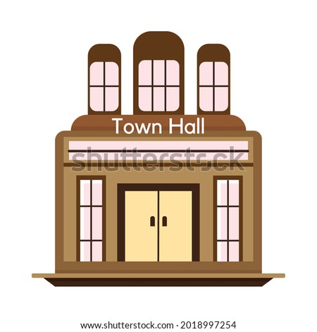 Isolated flat town hall building