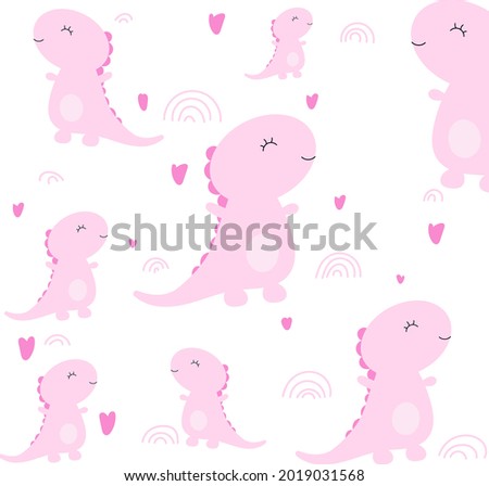 simple style cartoon pink dino isolated on a white background illustration. vector.