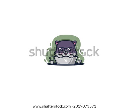 The Cat In Glasses at the Workplace, Illustration.