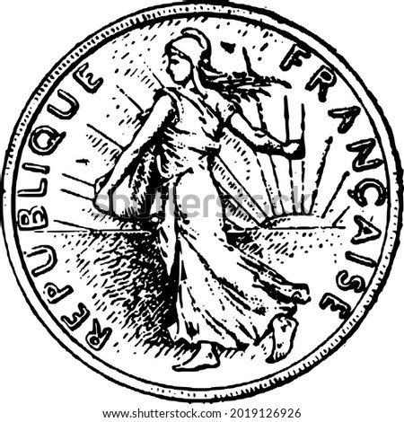 Graphics Of French Old Coin. Source : Dictionnaire Encyclopédique Illustré Armand Colin, Paris (Circa 1916)