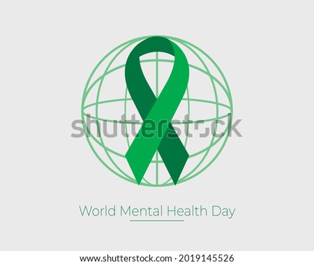 World Mental Health Day With Globe Vector