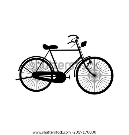 silhouette of an antique transportation tool, an old bicycle. black and white