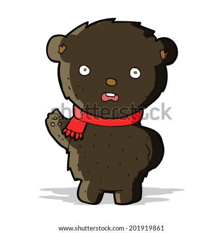 cartoon black bear wearing scarf