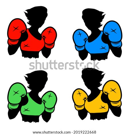Boxing girl logo design, illustration art