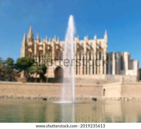 Palma in Mallorca Spain cityscape view - Blur background concept for travel banner or website theme