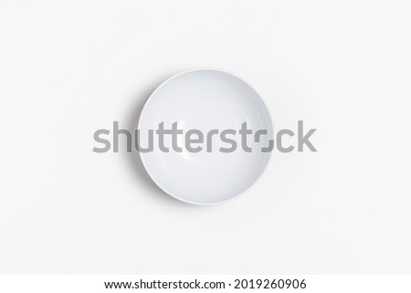 Ceramic food container Mock-up  isolated on white background.Deep bowl. High resolution photo.Top view.