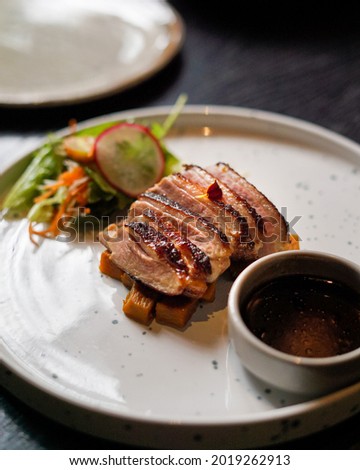 fine dining duck dishes with balsamic sauce