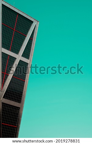 Steel and glass office tower in Plaza de Castilla in Madrid, skyline building